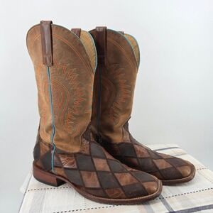 Horse Power Anderson Bean Mens Patchwork Square Toe Cowboy Boots Brown Size 13 D